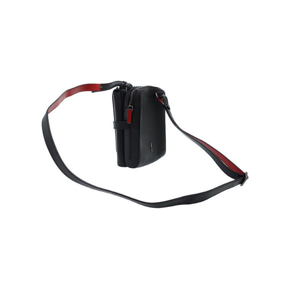 Christian Louboutin Benech Reporter Spike Shoulder Bag Black Red - Picture 2 of 8